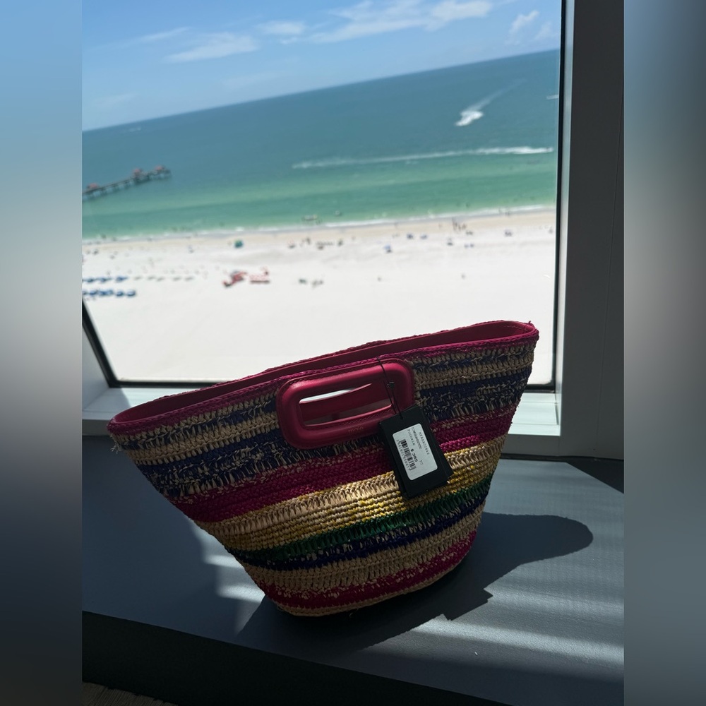 MAJE Colorful Striped Raffia Women's Bag NWT - Picture 11 of 12